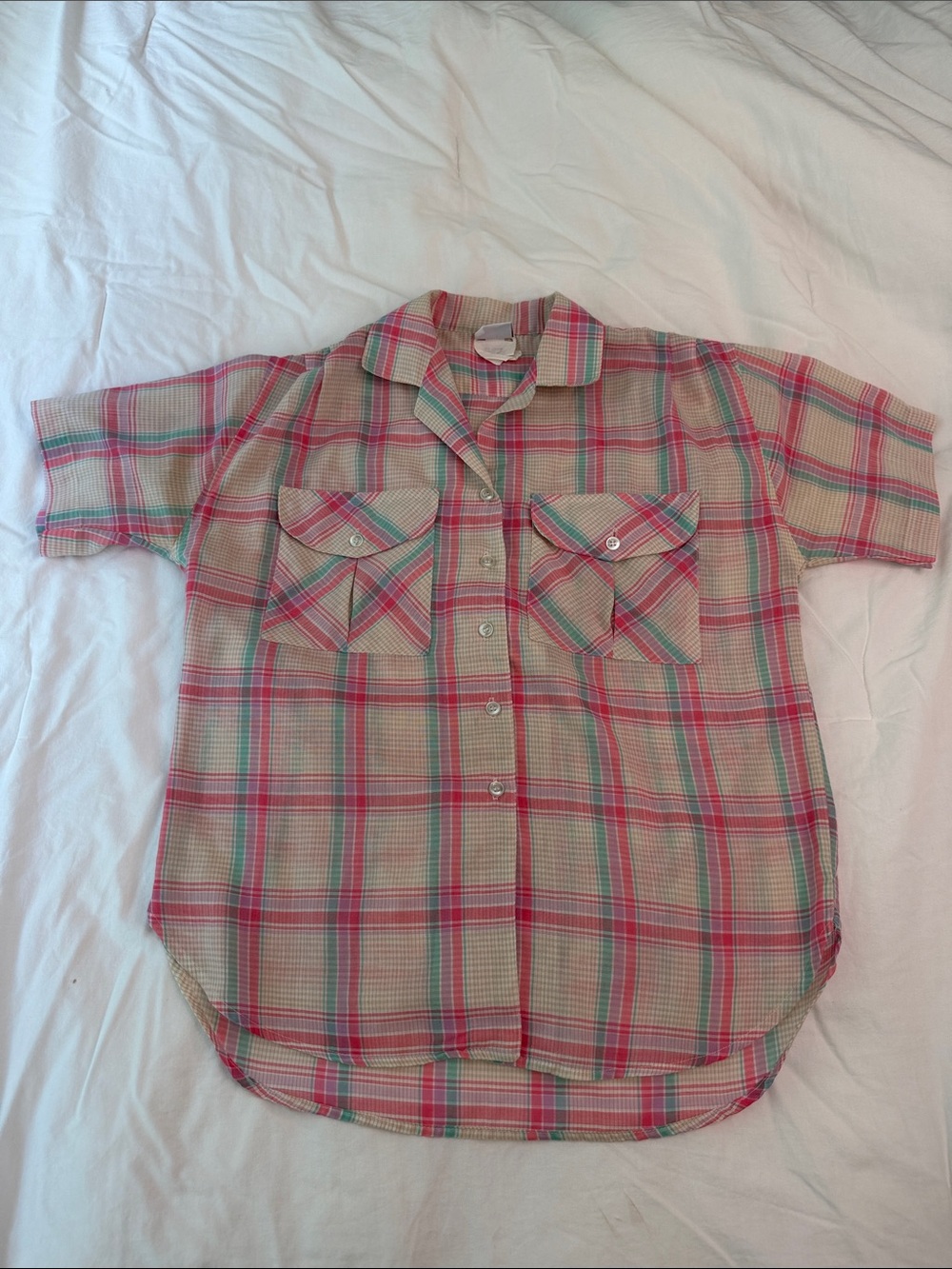 Vintage Land ‘n Sea Short-Sleeve Plaid Button-Down Shirt - Size Small
